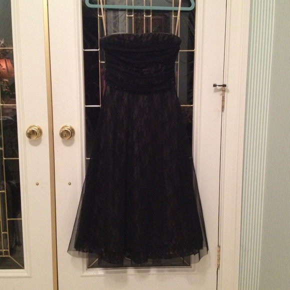 BCBG beige&black lace tea dress