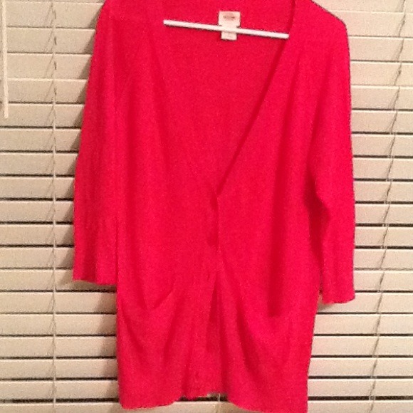 Long dark pink (fuschia) cardigan.