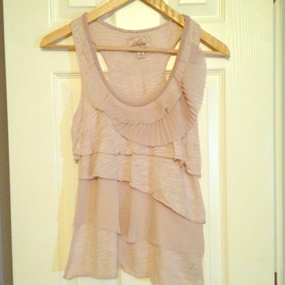 Anthropologie Tops - Anthropologie pink asymmetric ruffled top