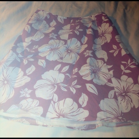 Pink and cream linen A line skirt