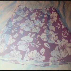 Pink and cream linen A line skirt