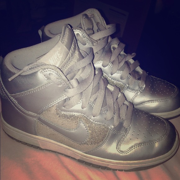 *Reduced* Nike silver hightop sneakers