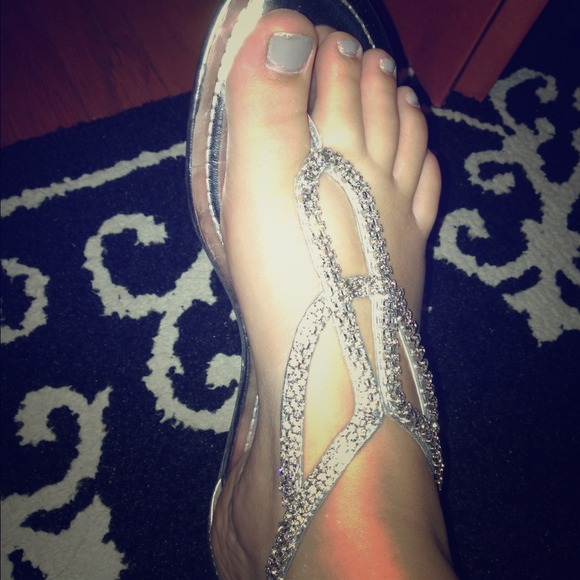 Silver beaded sandals