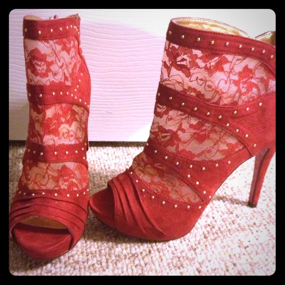 Burnt Orange Peep Toe Heels