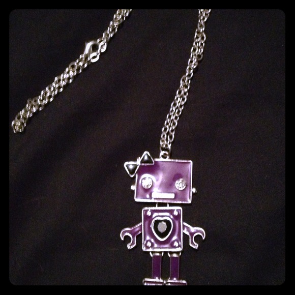 Robot necklace ( purple )