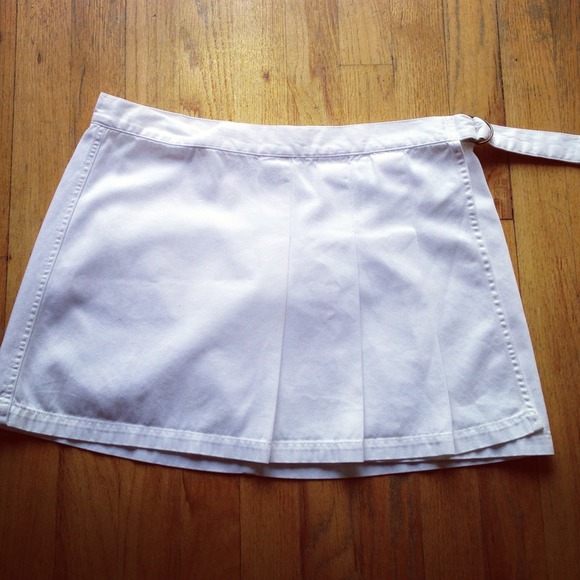 White Pleated Mini Wrap Skirt