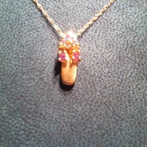 Sandal Multi Color Sapphire 10K YG Necklace