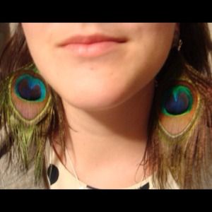 Peacock feather earrings hand made