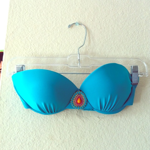 Strapless Teal Bikini Top