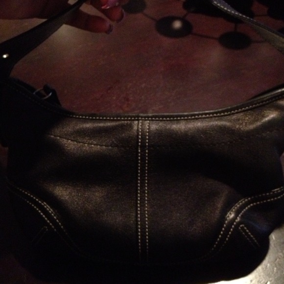Black Leather Small Coach Hobo Purse