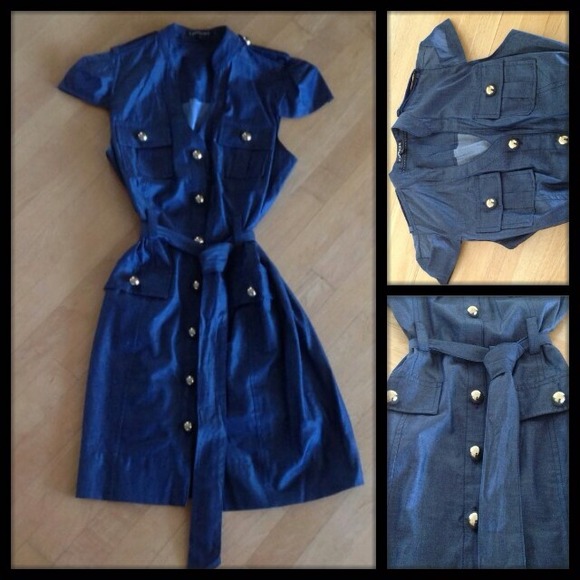 SOLD! EXPRESS Shirt Dress Cap Sleeve "Denim" Blue