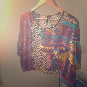 colorful abstract print top from Macy's