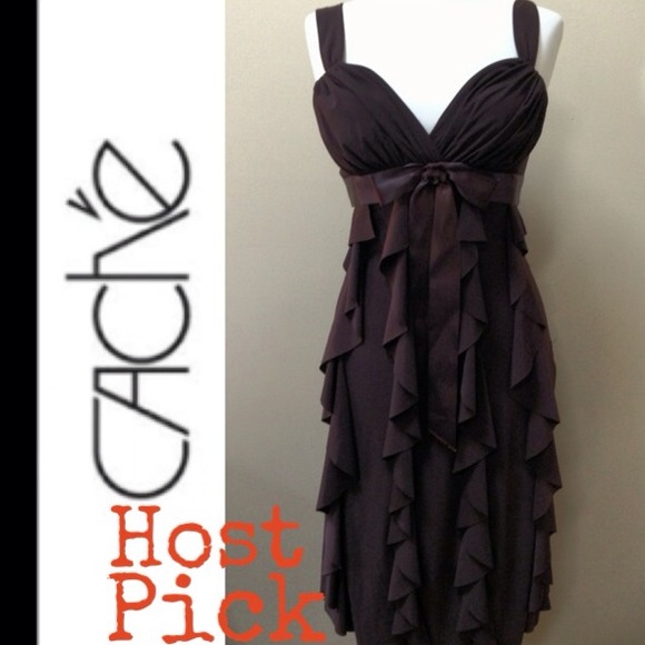 Cache Dresses & Skirts - NWT Soft Sexy Brown Cache Ruffle Dress
