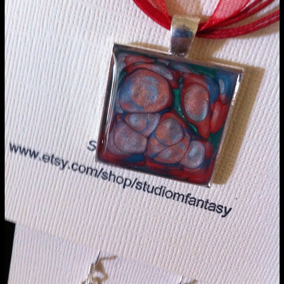 Hand Painted One of a kind Necklace !