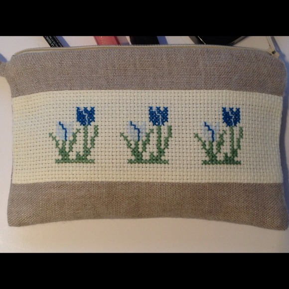 Accessories New Cross Stitch Floral Design Cosmetic Bag Poshmark