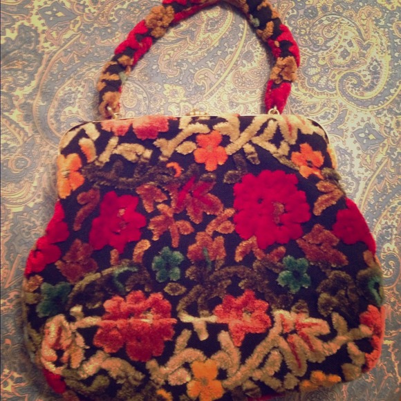 REDUCED-Vintage John Wind chenille carpet purse