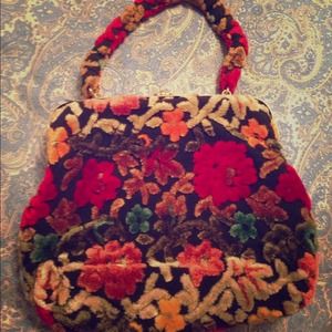 REDUCED-Vintage John Wind chenille carpet purse