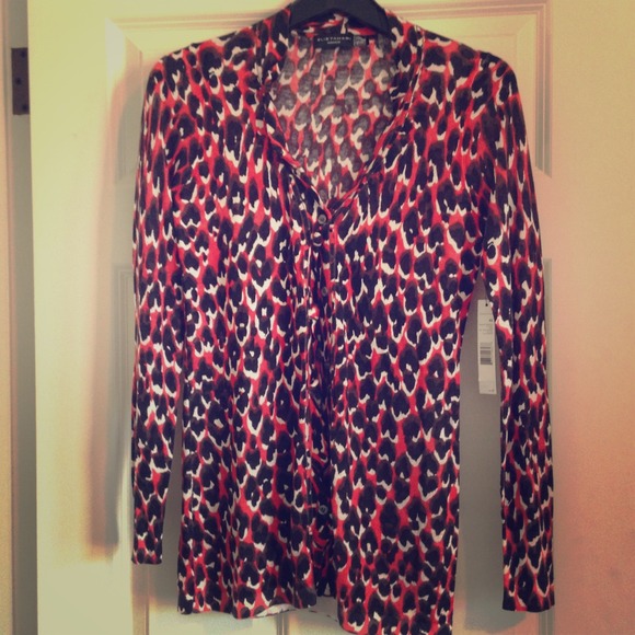 Elie Tahari animal print silk/cashmere cardigan