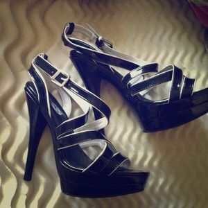 Black and white heels
