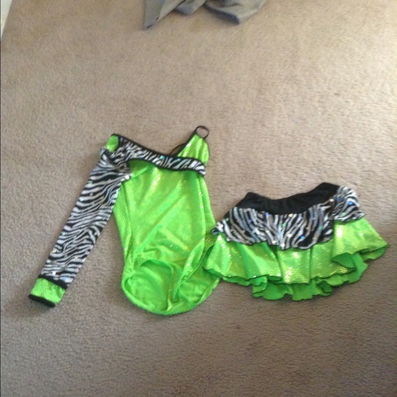 Zebra and lime green leotard and skirt - Picture 1 of 1