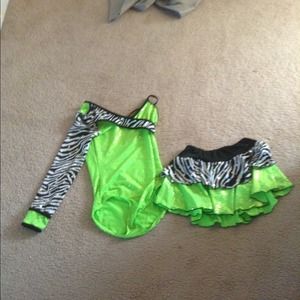 Zebra and lime green leotard and skirt