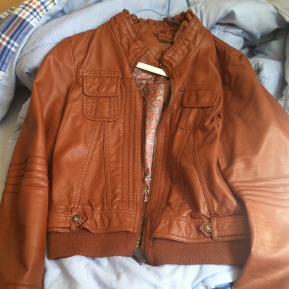 Brown leather  JouJou jacket REALLY CUTE!