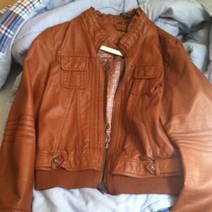 Brown leather  JouJou jacket REALLY CUTE!