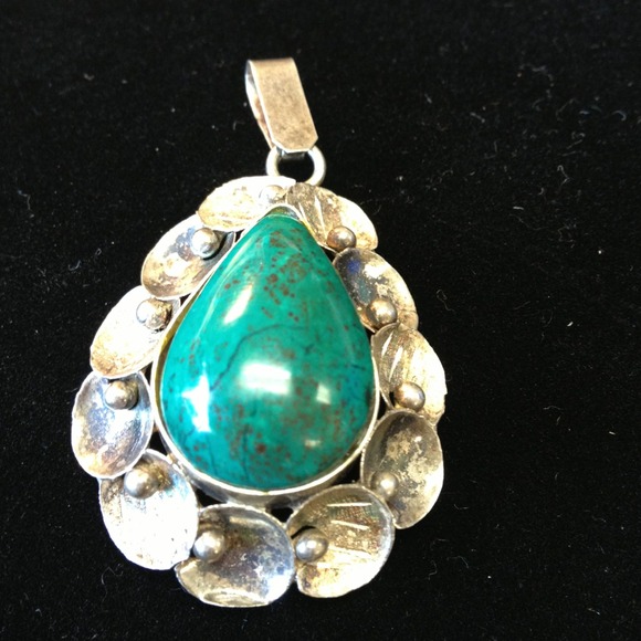 Turquoise pendant in sterling silver