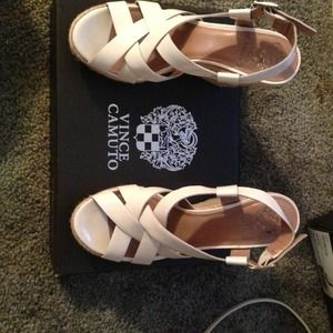 White Vince camuto wedges.