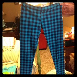 Blue and black tights