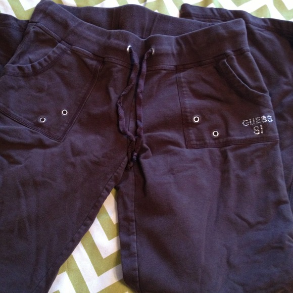 Chocolate brown guess comfy pants.