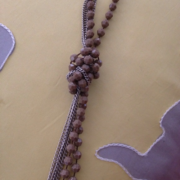 Tan Beaded knot Necklace - Picture 3 of 3