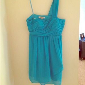 BCBG one shoulder turquoise dress