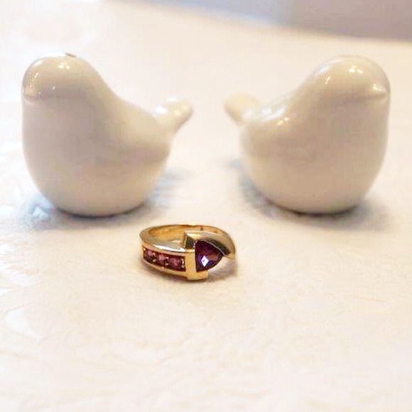 14K Vintage Solid Gold Rhodolite Garnet Ring - Picture 4 of 4