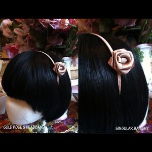 Gold rose attachable headband