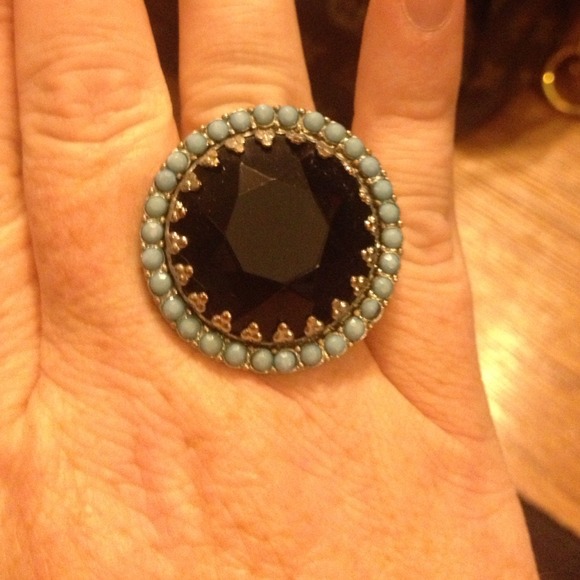 💍Large black and turquoise stone ring💍