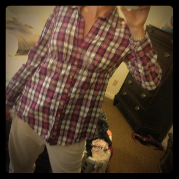 Reduced!Express plaid button up tunic! Super cute!