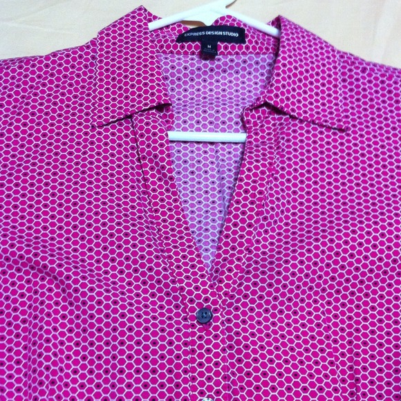 Express Design Studio Pink Button Up Top - Picture 3 of 3