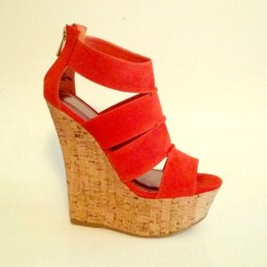 🎉HOST PICK 🎉Zip-Back Orange Wedge Sandals