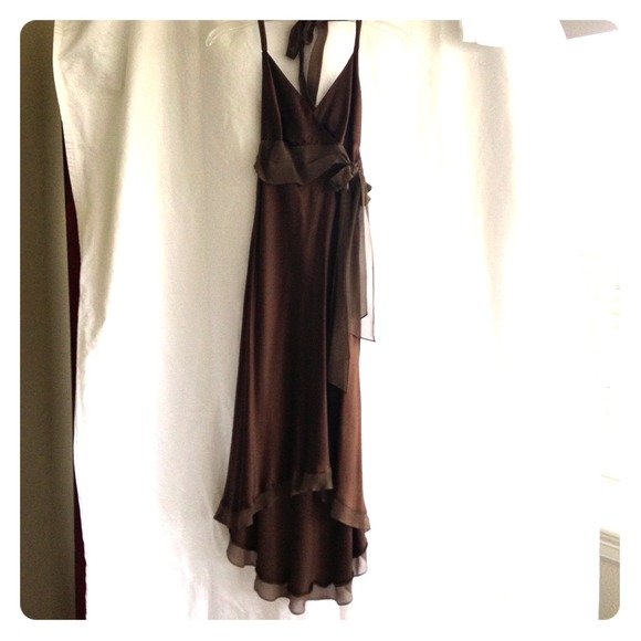 BCBG Brown Silk Halter Dress