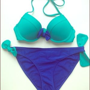 [Reserved] Aerie blue and green push up bikini