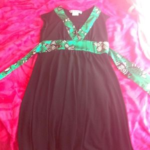 Mid length, black and green dress