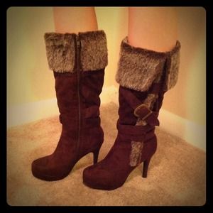 Dark Brown Suede & Fur boots