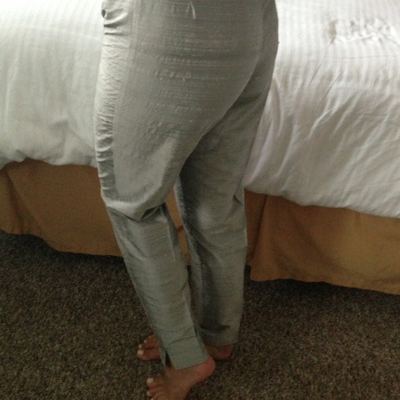 Theory Raw Silk Pants/ Light Grey - Picture 2 of 4