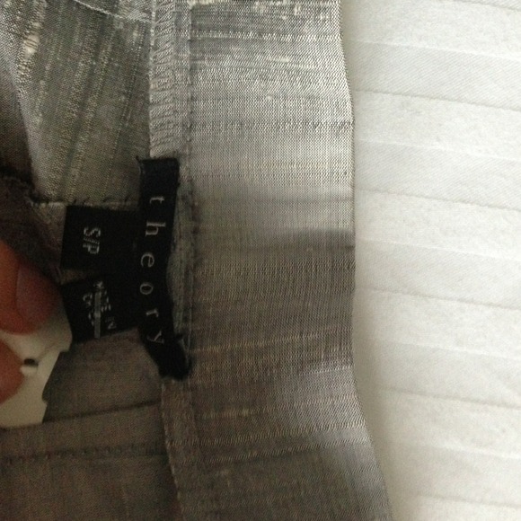 Theory Raw Silk Pants/ Light Grey - Picture 3 of 4