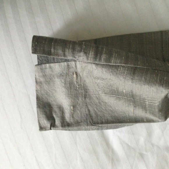 Theory Raw Silk Pants/ Light Grey - Picture 4 of 4