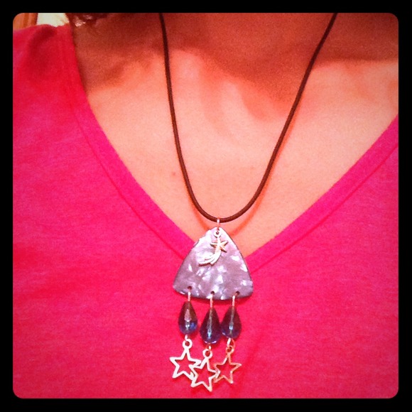 Blue guitar pick necklace - Picture 1 of 2