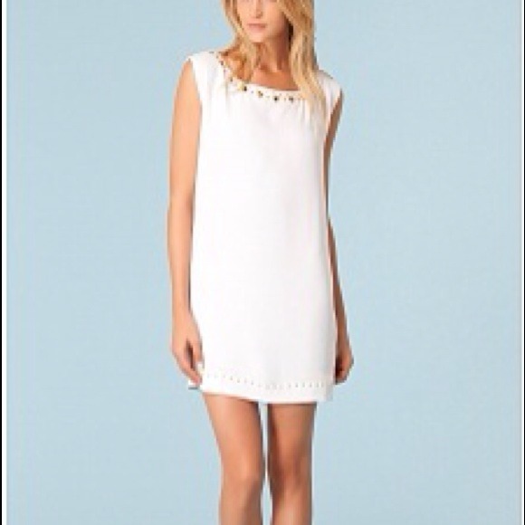 Hale Bob white studded Diana shift dress size s
