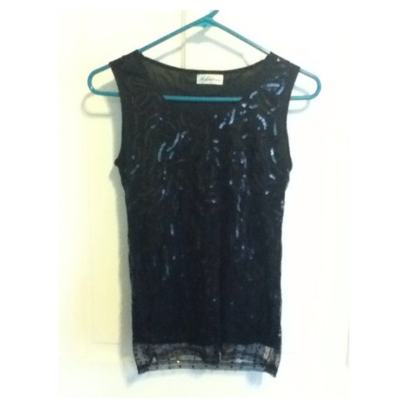 Black sequin pattern tank top