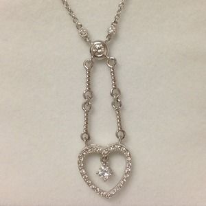 REDUCED-18K White gold and diamonds heart necklace